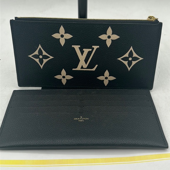 Louis Vuitton Handbags - 2 pc set Louis Vuitton large tan logo, black zippered 2nd piece card holder blk